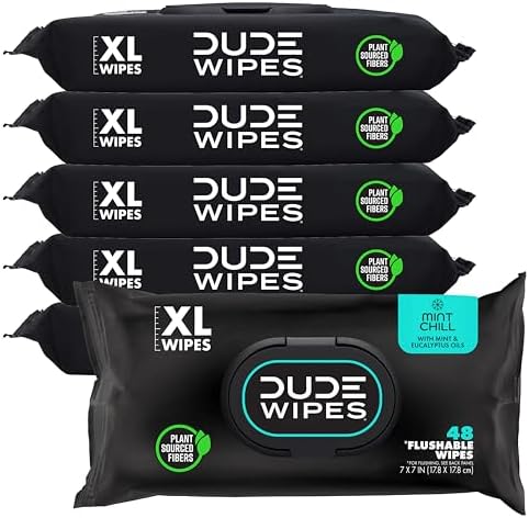 DUDE Wipes Mint Chill Adult Flushable Wet Wipes, Refreshing by DUDEWipes