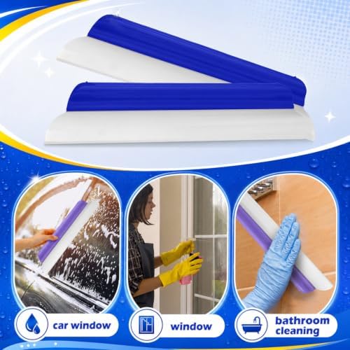 4 Pack 14 Inch Car Drying Squeegee Blue Silicone Window Blade - Image 6