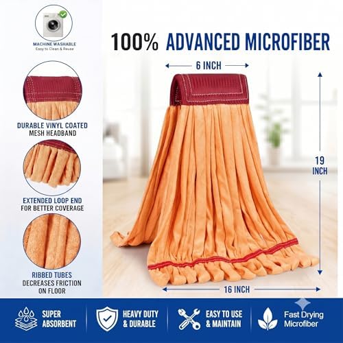Microfiber Mop Head Replacement, Heavy Duty Commercial Tube Wet Mop Head Refill - Image 3