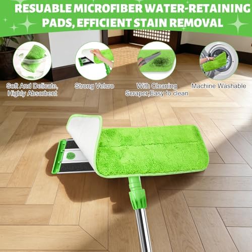 17.7" Microfiber Mop for Floor Cleaning, 360° Rotating Flat Mop - Image 7