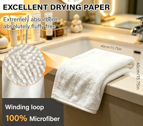 White Dual-Sided Microfiber Face Towels, Exfoliating Face Cloths - Image 6