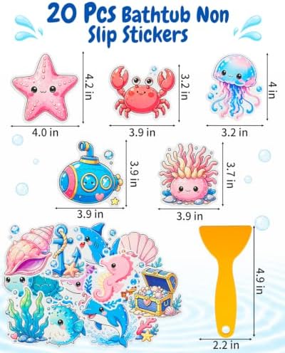 Piemow 20Pcs Bathtub Non Slip Stickers, Anti Slip Shower Decal - Image 2