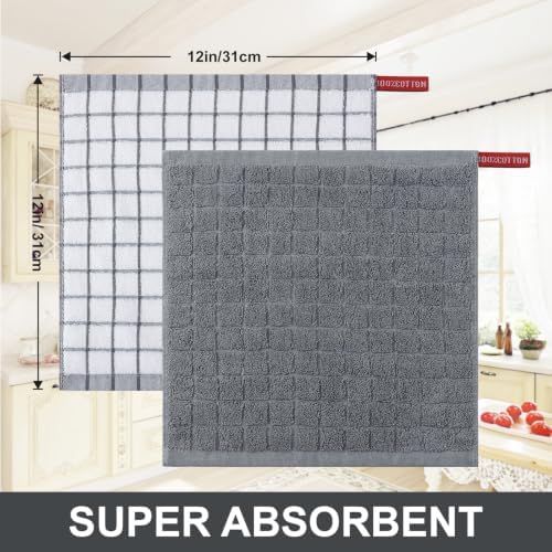 Homaxy Premium Cotton Kitchen Dish Cloths 12"x 12", 6 Pack - Image 5