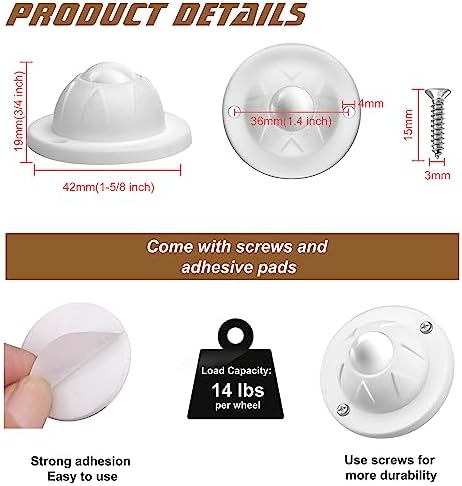 PlusRoc 16 Pack Self Adhesive Caster Wheels - Image 2