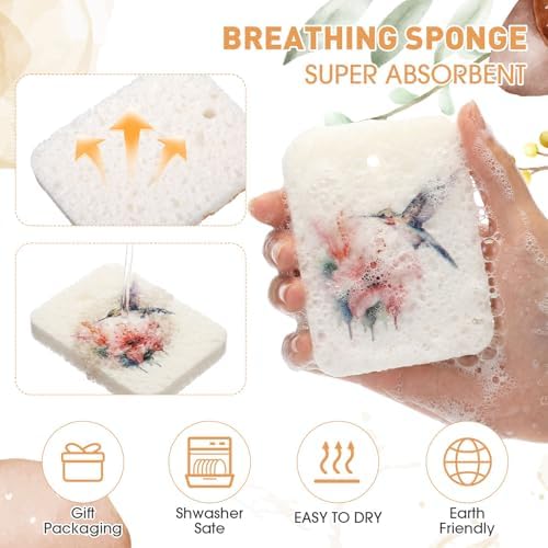 Maxdot 50 Counts Compressed Cellulose Sponges Bulk Fruits Style Natural Kitchen - Image 3