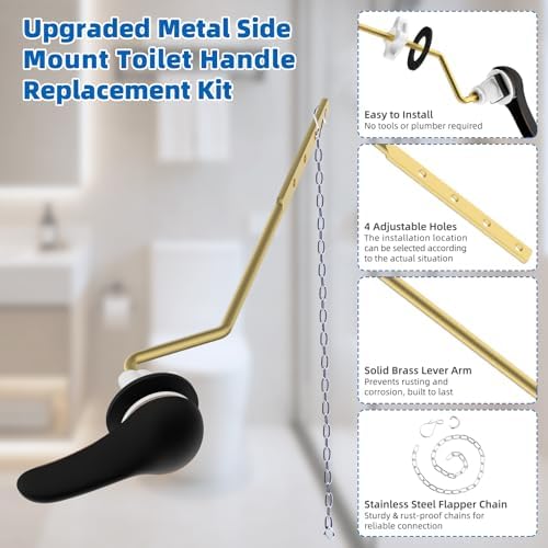 Hibbent Metal Side Mount Toilet Handle Replacement Kit, Oil Rubbed Bronze - Image 2