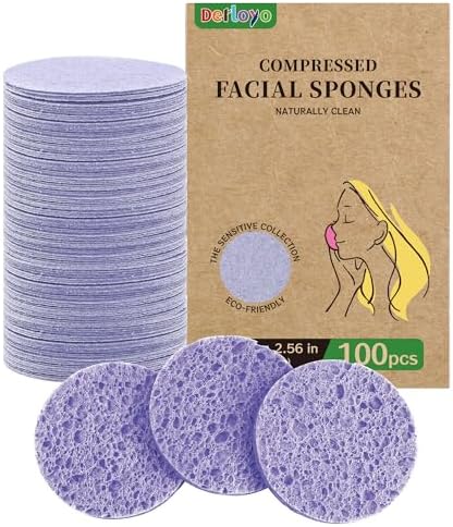 100-Count Compressed Facial Sponges by Derloyo