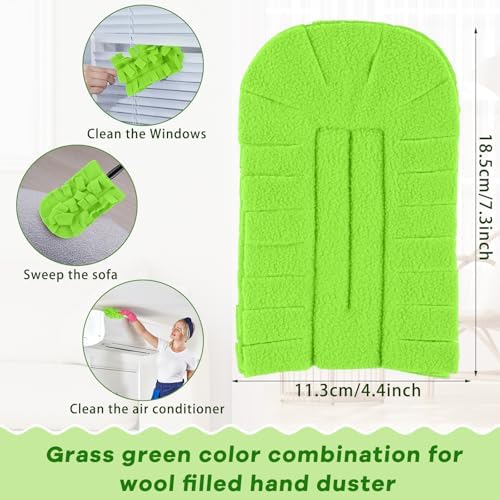 6 Pcs Reusable Duster Refills Washable Pads, Olive Green - Image 2