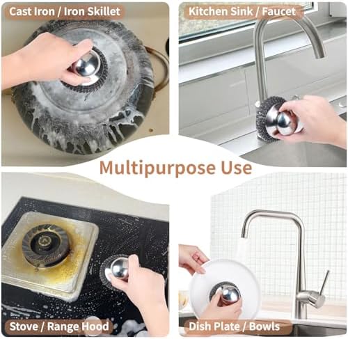 5Pcs Steel Wool Scrubber with Replacement Wire Sponge Pads Set, Stainless Steel - Image 5