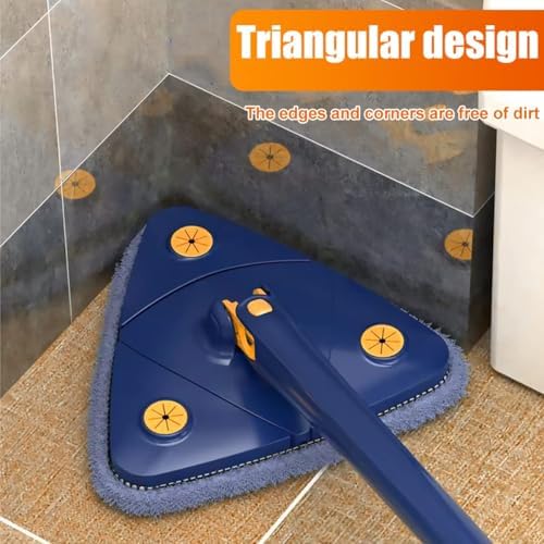 Rotating Triangle Mop with 2 Microfiber Heads, 360° Self-Squeezing Floor Mop - Image 7