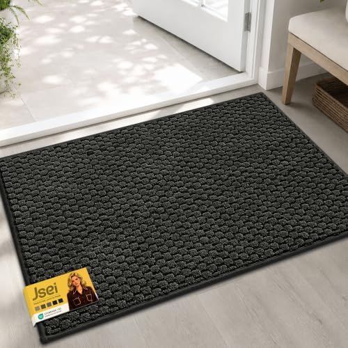 JSEI Dirt Trapper Door Mat 20"x32", Non-Slip Entryway Rugs, Dark Grey by JSEI
