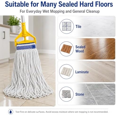 24 oz Loop-End Cotton String Mop Head, Heavy Duty String Mop Refills, 6 Inch - Image 5