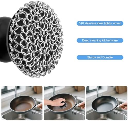 Cast Iron Scrubber Cleaner, Chainmail Scrubber - Image 3