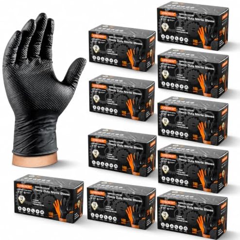 ANBOSON 10 Mil Heavy Duty Diamond Texture Nitrile Gloves, 1000 Ct by WELCOMEANBOSON