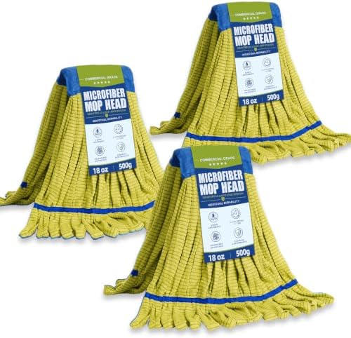 3 Pack Commercial Microfiber Mop Heads, 18 oz Heavy Duty Tube Refill by Unknown