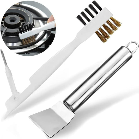 2pcs Kitchen Gas Stove Cleaning Brass Wire Brush Putty Scraper Rust Grease by leuapl