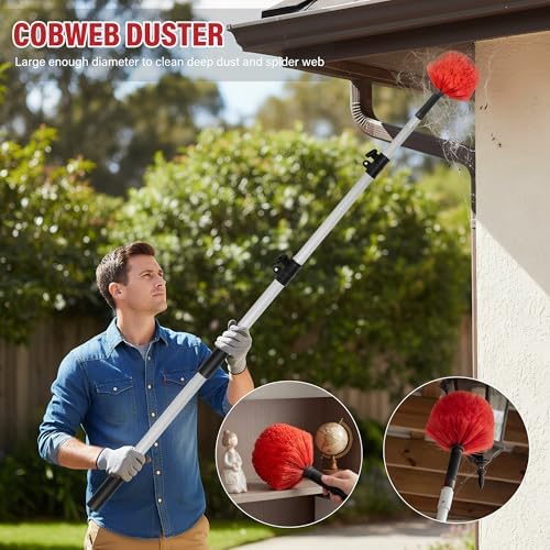 4 FT Duster with Extension Pole, 8 FT High Reach Ceiling Fan Cleaner Duster - Image 4