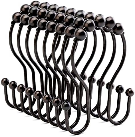 Bathway Shower Curtain Hooks Bronze Shower Curtain Rings Rust Proof Double Hook by Bathway