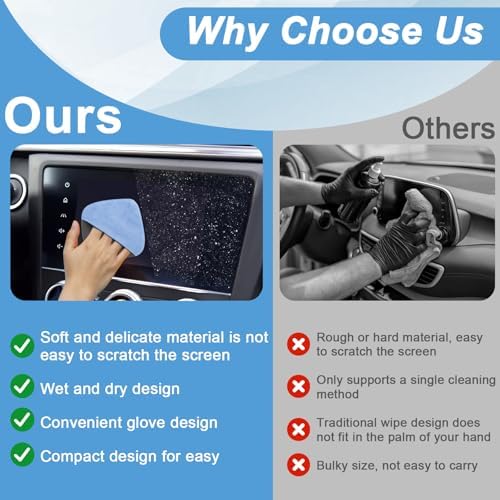 BFXM Car Screen Cleaner, 4.1''×4.1'' Blue Microfiber Dashboard Wipes - Image 4