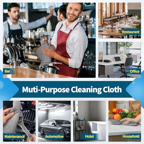 FIXSMITH Grey Microfiber Cleaning Cloth -Pack of 8, Highly Absorbent Cleaning - Image 7