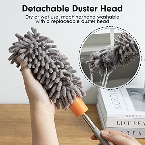 Duster for Cleaning, 10-29" Extension Pole, 2 Washable Heads - Image 2