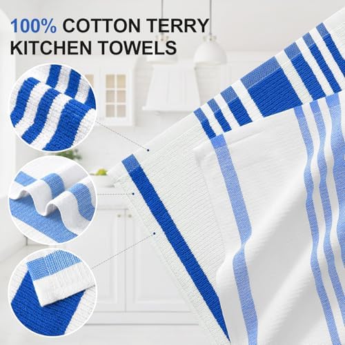 Homaxy Premium Cotton Stripe Kitchen Towels 6 Pack - Image 2