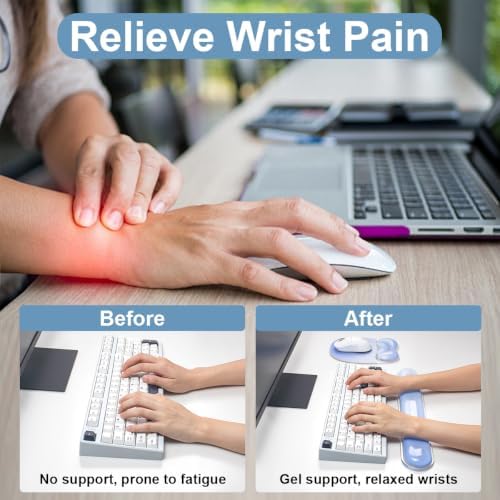 Gradient Blue Keyboard Wrist Rest and Gel Mouse Pad Wrist Support Set - Image 4