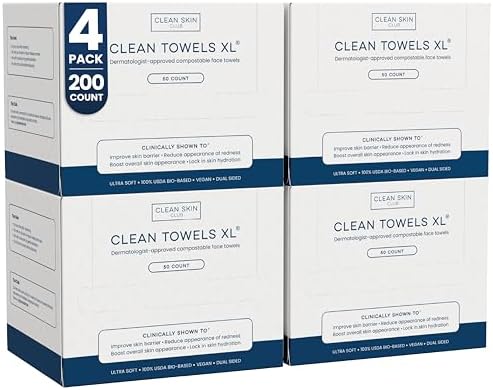 Clean Skin Club Clean Towels XL®, 100% USDA Biobased Face Towel, Disposable by CLEANSKINCLUB