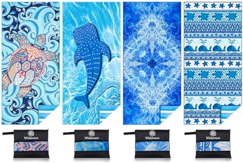 Widdonen Microfiber Beach Towel, Compact 4 Pack-71x32 Inch by WIDDONEN
