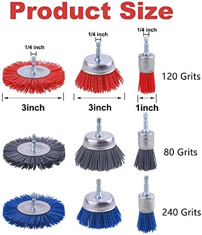 Rocaris 9 Pack Nylon Filament Abrasive Wire Brush Wheel & Cup Brush Set - Image 2
