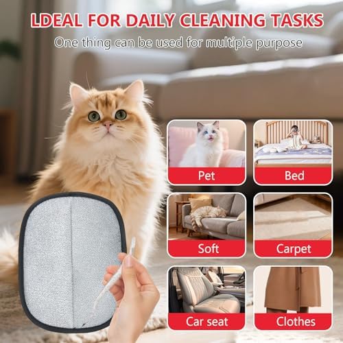 2 Packs 5-Finger Pet Hair Removal Glove, Remover Tool - Image 3