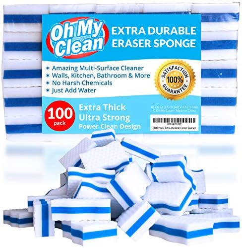 Extra Durable Eraser Sponge – Extra Thick, Long Lasting Magic Melamine Cleaning by Oh+My+Clean