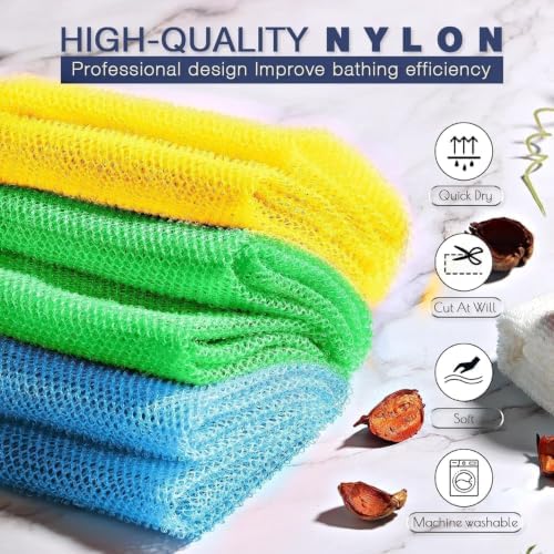 UJFQBH 3 Pieces African exfoliating net African Net Long Net Bath Sponge - Image 4