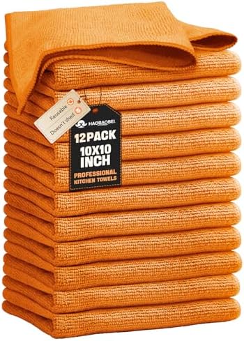 Kitchen Dish Cloths, 12 Pack, 10 x 10 Inches, Super Absorbent Kitchen Towels by HAOBAOBEI