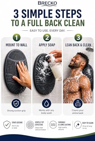 Brecko™ Back Scrubber – Hands-Free Shower Back Cleaner, Wall Mounted Silicone - Image 6