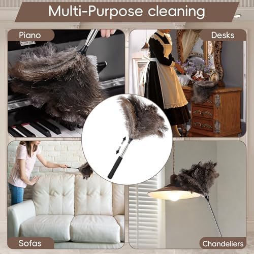 THARAHT Extendable Ostrich Feather Duster up to 16-47 inches Fluffy Feathers - Image 6