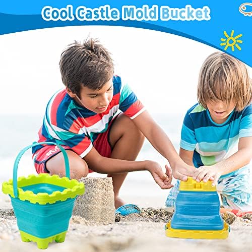 3L Jumbo Foldable Buckets, Castle Sand Beach Toy Silicon Pails - Image 5