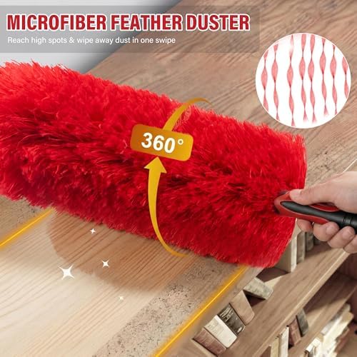 4 FT Duster with Extension Pole, 8 FT High Reach Ceiling Fan Cleaner Duster - Image 6