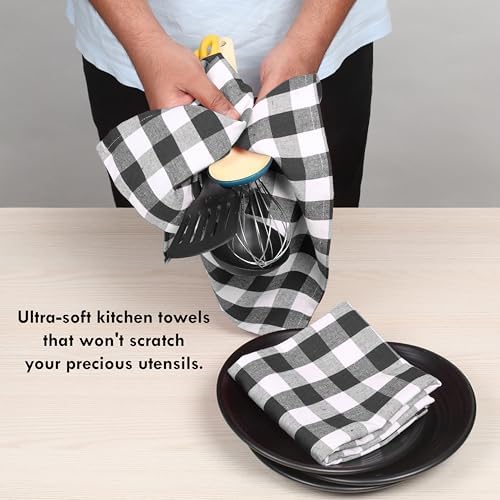 Gingham Checked Dish Towels 12 Pack, 18x26 Inches, Quick Dry Towels - Image 2