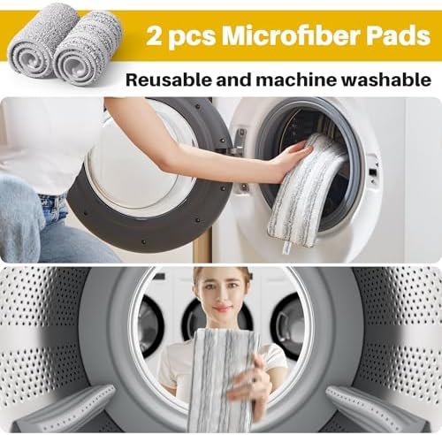JOYMOOP 17.7-Inch Microfiber Mop Replacement Pads, Washable Reusable Grey & - Image 4