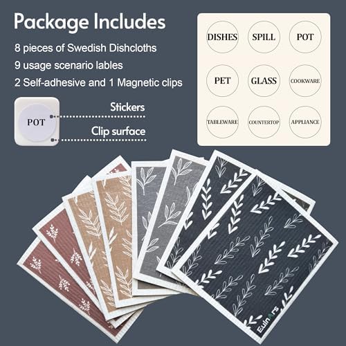 Eulnars Swedish Dishcloths, 8 Pack Reusable Paper Towels - Image 6