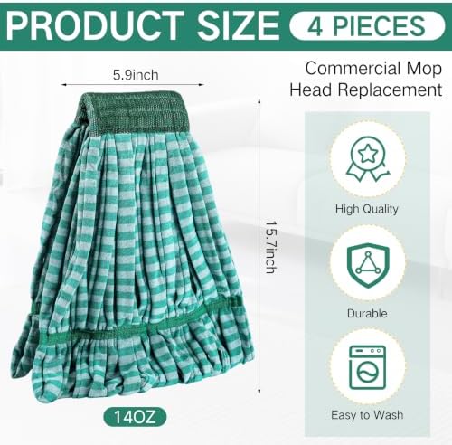 Lallisa 4 Pcs Microfiber Mop Heads Replacement Tube, Dark Green - Image 2