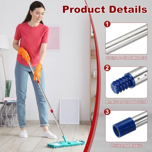 uxcell Spin Mop Replacement Handle 4 Section 30"-to-58 Blue - Image 3