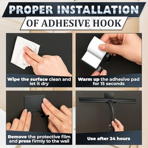 Black Squeegee for Shower Glass, Stainless Steel - Image 5
