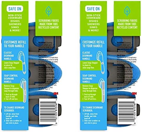 Multi Purpose Non Scratch Dish Wand Refills by Scotch Brite Blue 6 Pack - Image 3