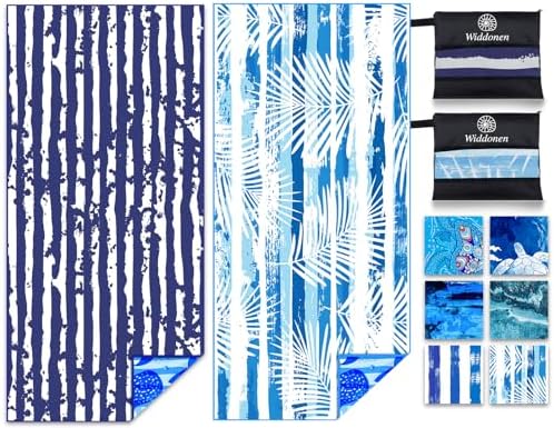 Widdonen Microfiber Beach Towel, Compact 2 Pack-71x32 Inch by WIDDONEN