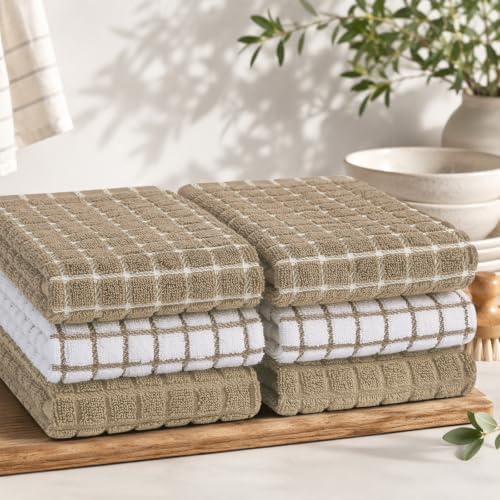Homaxy 100% Cotton Premium Terry Check Kitchen Towels 3 Pack - Image 7