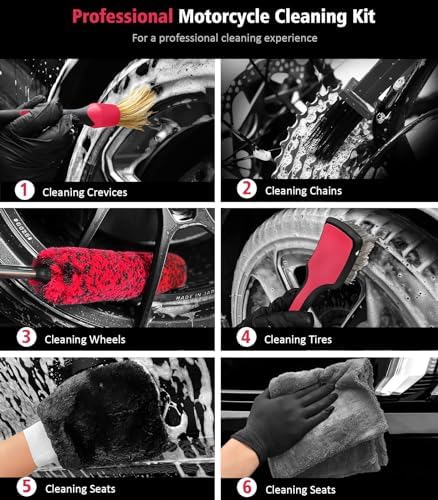 YeewayVeh 6PCS Motorcycle Cleaning Kit, Bendable Wheel Tire Brush - Image 2