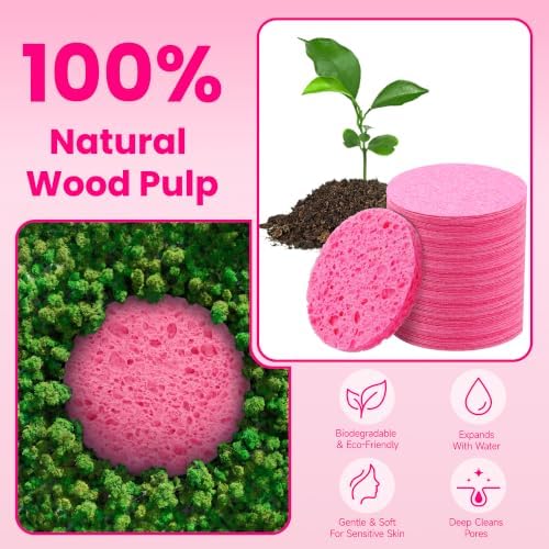 Silkyhose 80Pcs Compressed Cellulose Sponges, Round Exfoliating - Image 6