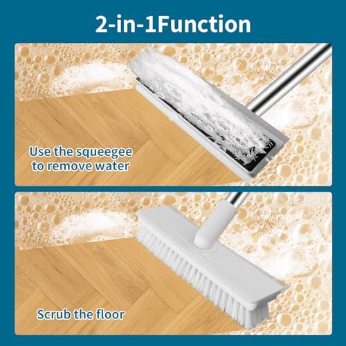 Floor Scrub Brush with 51-Inch Long Handle, 2 in 1 Floor Scrubber - Image 3